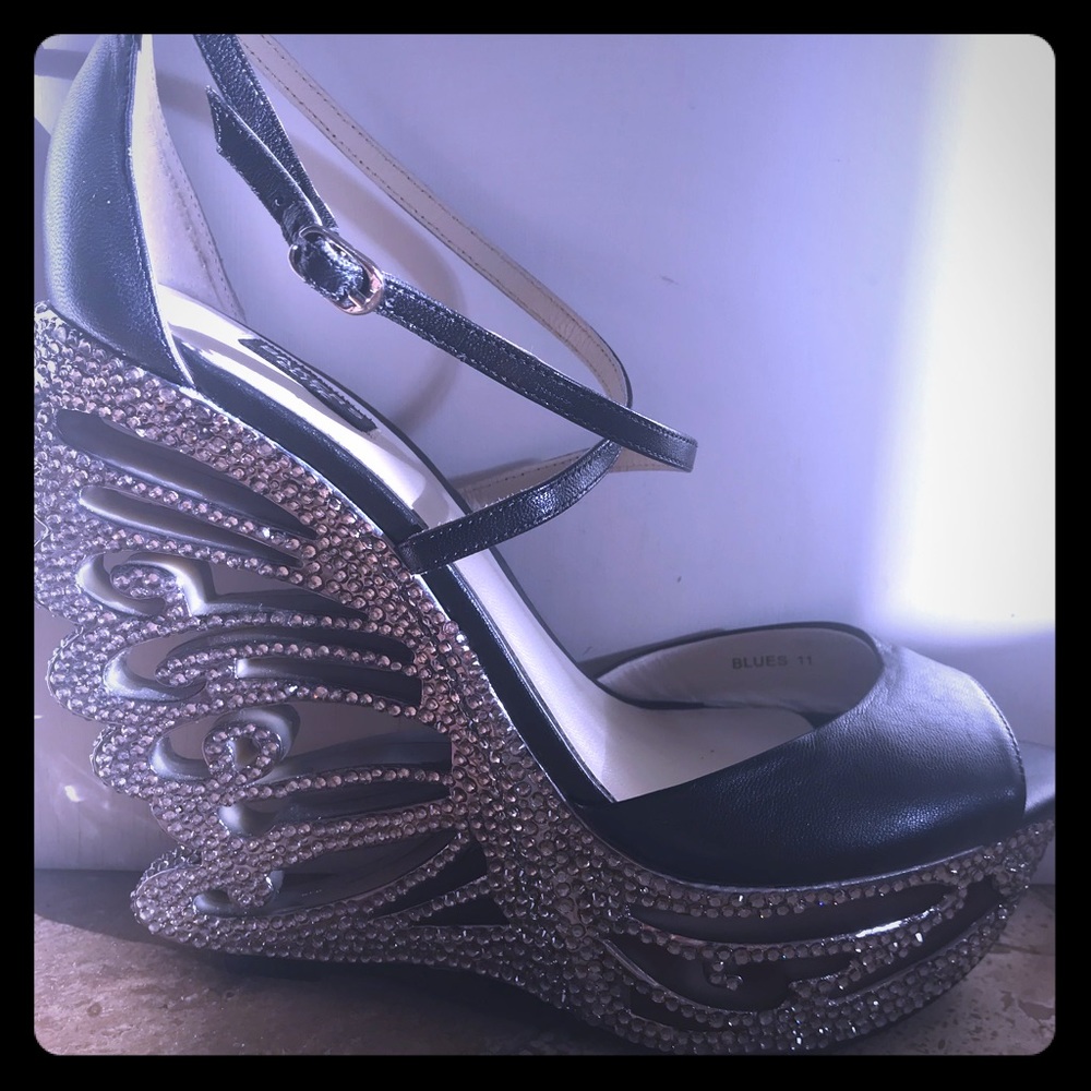 Bakers Black Rhinestone Wedges. Size 11. Like new!